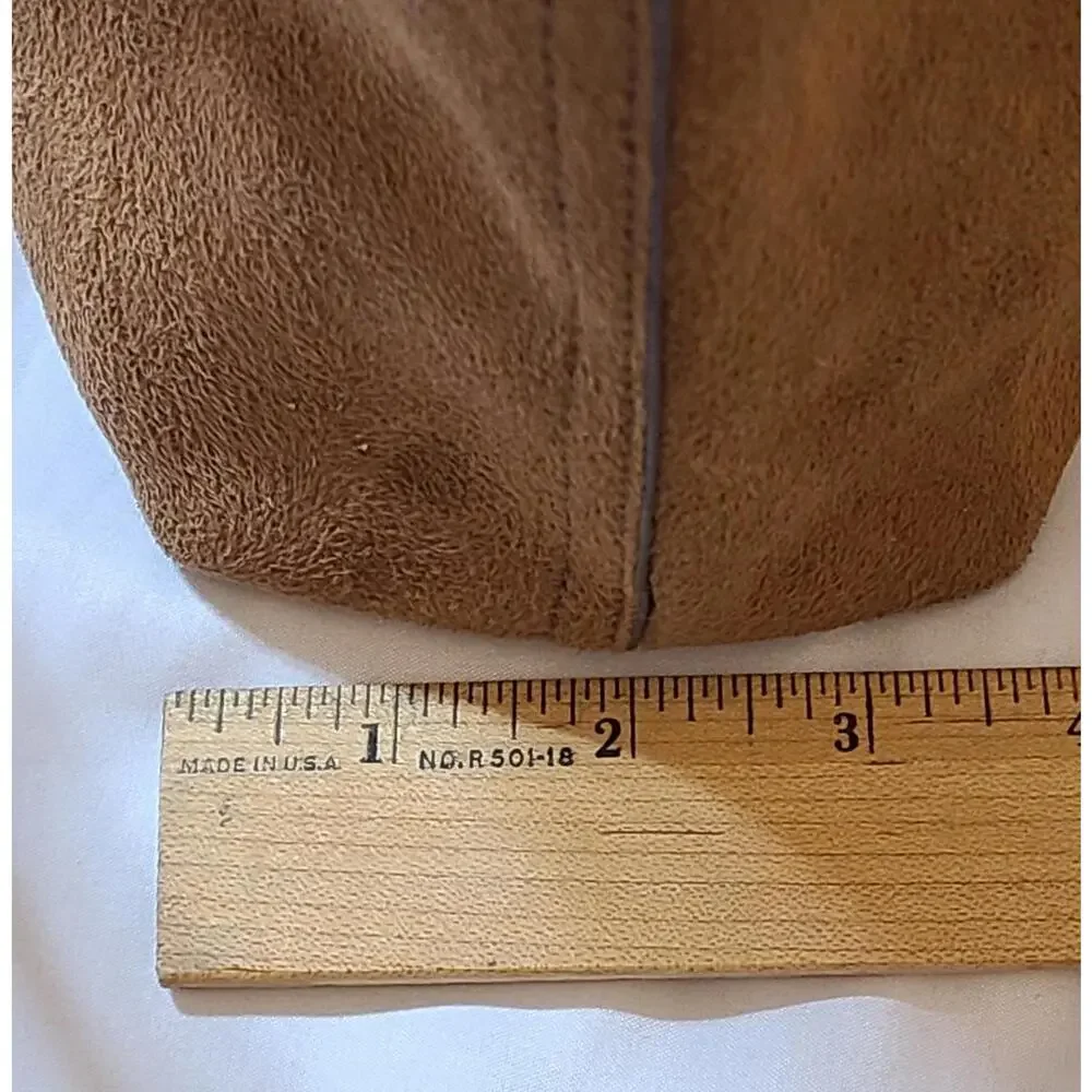 2pk Vegan Suede Tote Sz Medium Equestrian Collegiate Preppy Purple Brown 15x14 - Picture 10 of 13